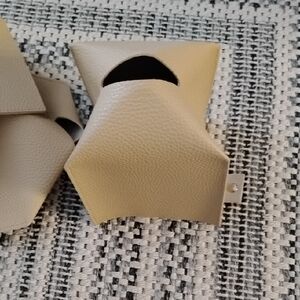 Beige Leather Tissue Holders